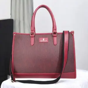 Warbler PU Laptop Tote Bag, Shoulder Bags Casual Briefcase, Handbag for Travel, Office, College, Work. (Maroon)