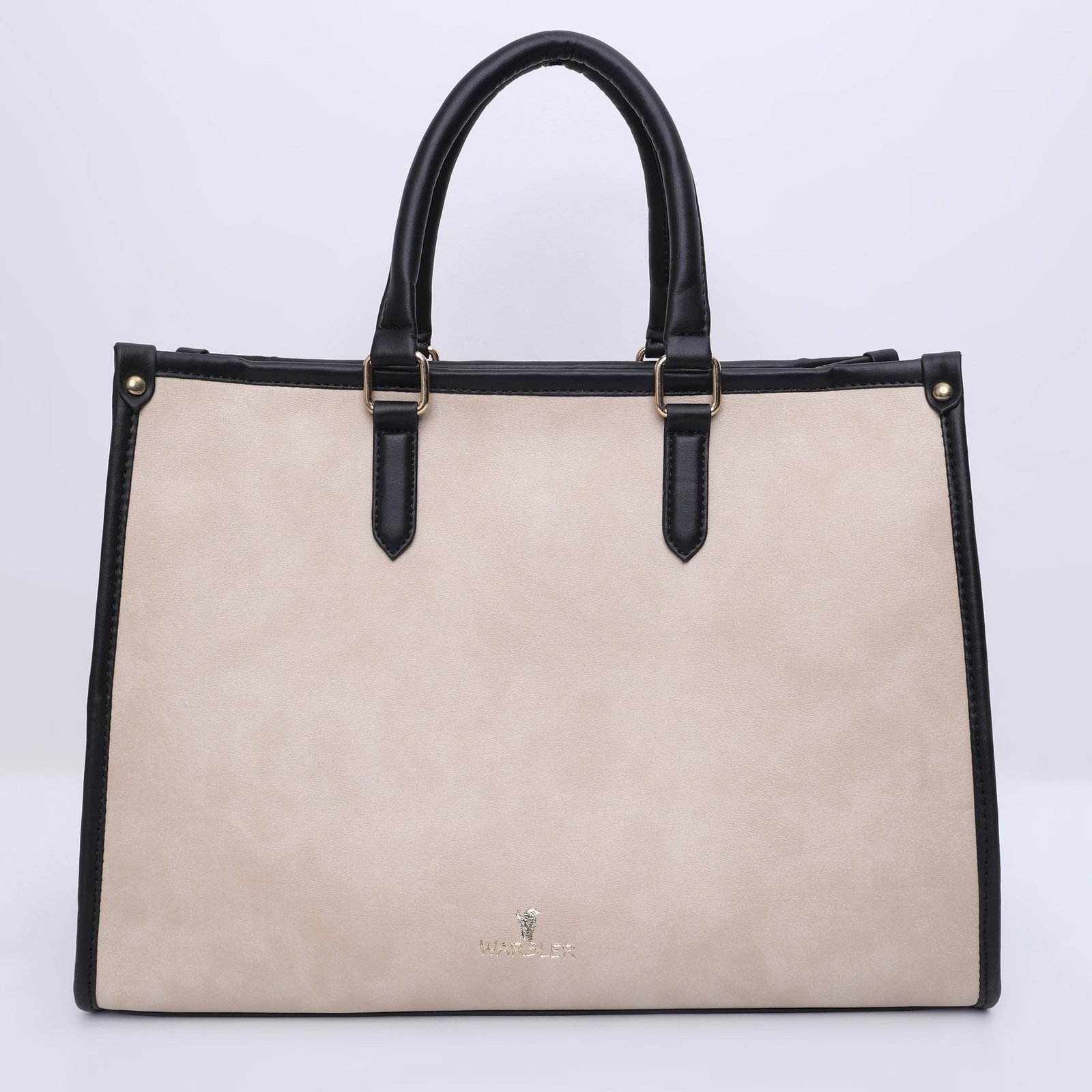 Warbler Laptop Tote Bag PU Laptop Bag 15 inch Work Shoulder Bags Casual Briefcase Handbag for Travel, Office, College (Beige) - Image 6