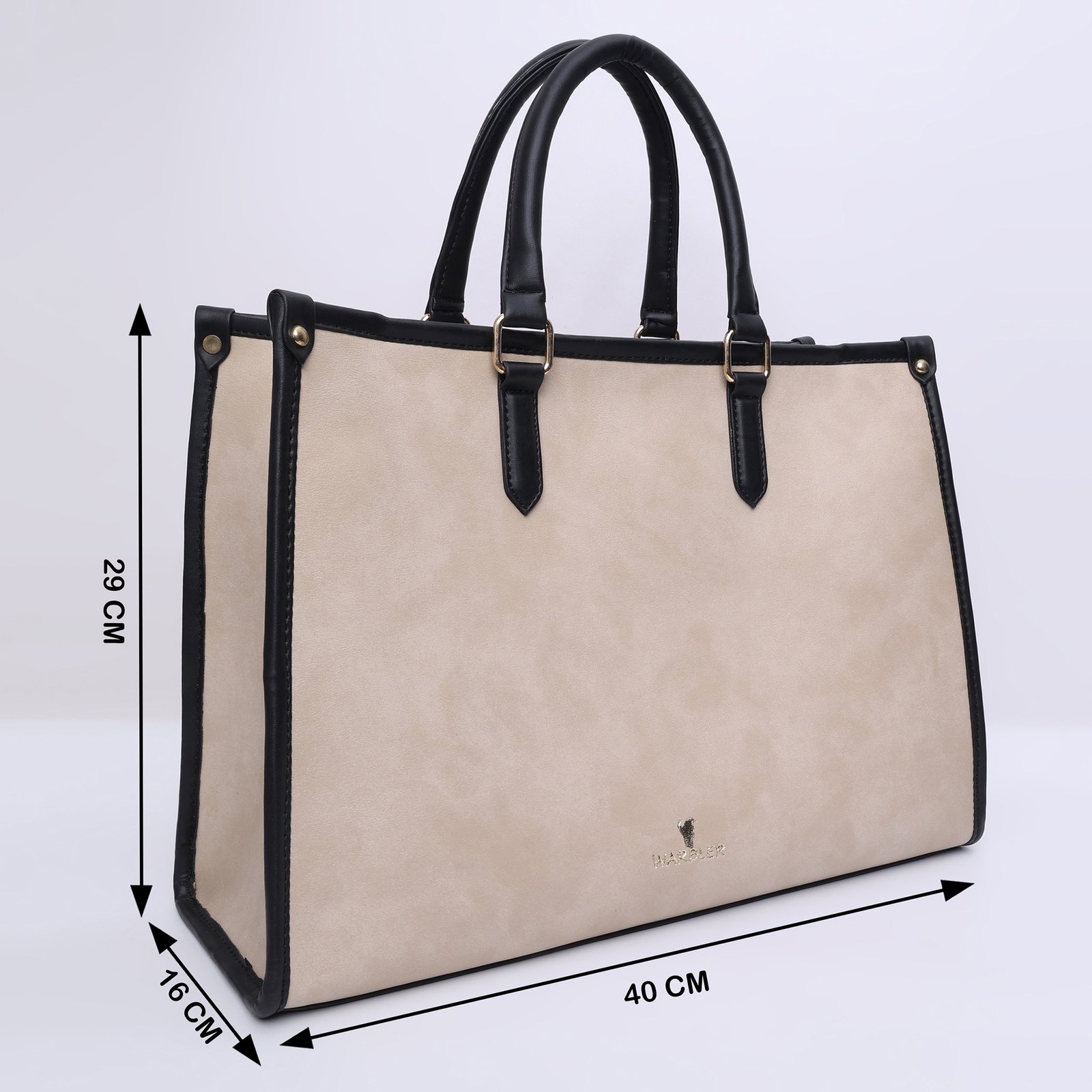 Warbler Laptop Tote Bag PU Laptop Bag 15 inch Work Shoulder Bags Casual Briefcase Handbag for Travel, Office, College (Beige) - Image 4