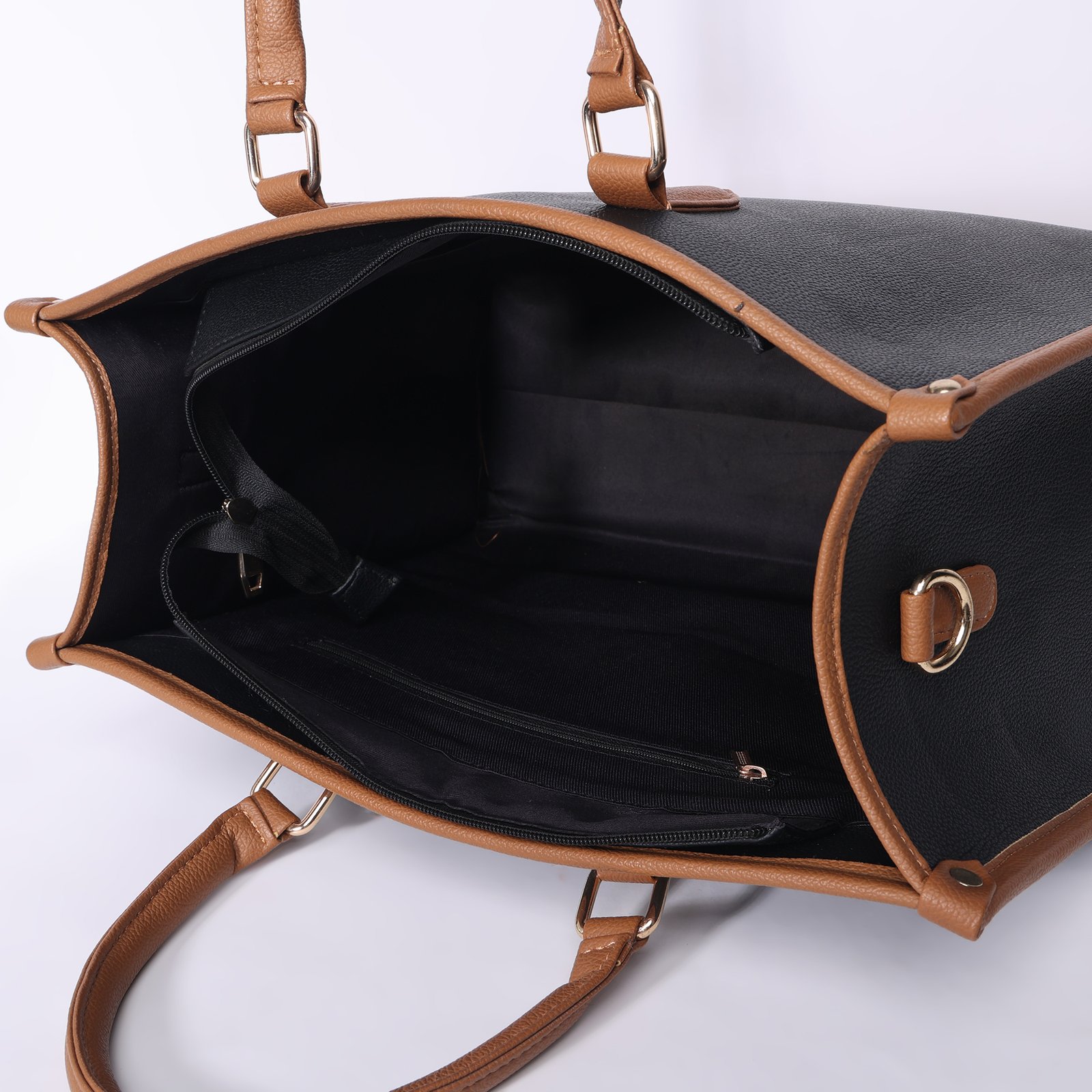 Warbler Laptop Tote Bag PU Laptop Bag 15 inch Work Shoulder Bags Casual Briefcase Handbag for Travel, Office, College (Black) - Image 3