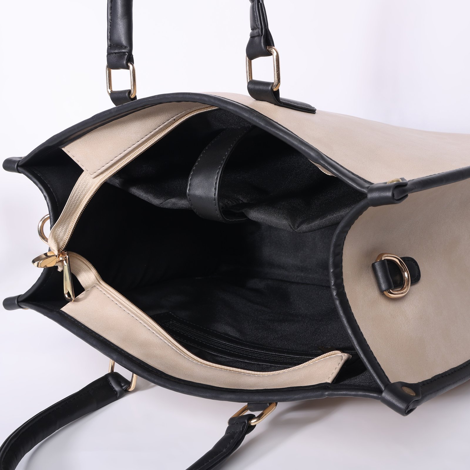 Warbler Laptop Tote Bag PU Laptop Bag 15 inch Work Shoulder Bags Casual Briefcase Handbag for Travel, Office, College (Beige) - Image 3