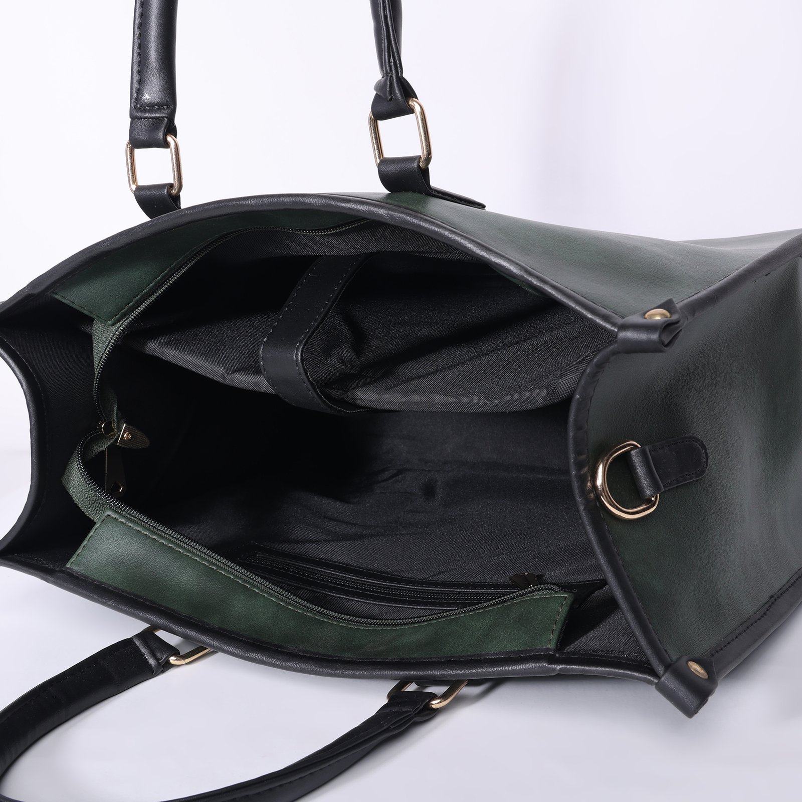 Warbler Laptop Tote Bag PU Laptop Bag 15 inch Work Shoulder Bags Casual Briefcase Handbag for Travel, Office, College (Green) - Image 5