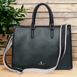 Warbler Laptop Tote Bag PU Laptop Bag 15 inch Work Shoulder Bags Casual Briefcase Handbag for Travel, Office, College (Green)