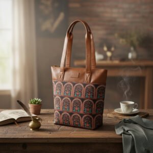 Warbler Printed Women's Jute Handcrafted Vegan Leather Everyday Tote