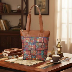 Warbler Printed Women's Jute Handcrafted Vegan Leather Everyday Tote